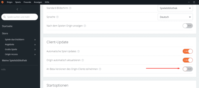 Teilnahme an der Origin-Client Beta