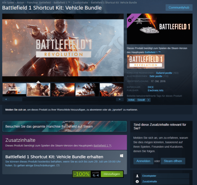 Battlefield 1 Shortcut Kit Vehicle Bundle 1