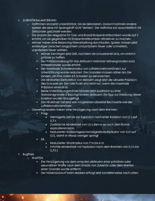 Battlefield 1 Patch hat ein 16 Seiten langes Changelog 10 file page10