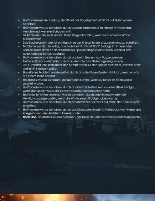 Battlefield 1 Patch hat ein 16 Seiten langes Changelog 16 file page16