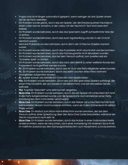 Battlefield 1 Patch hat ein 16 Seiten langes Changelog 6 file page6