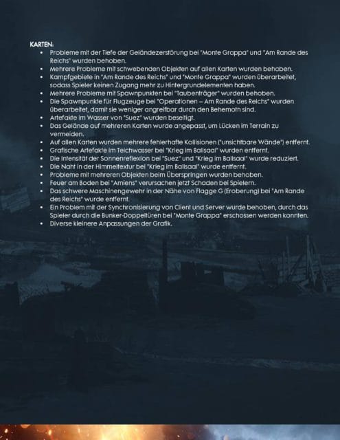 Battlefield 1 Patch hat ein 16 Seiten langes Changelog 7 file page7