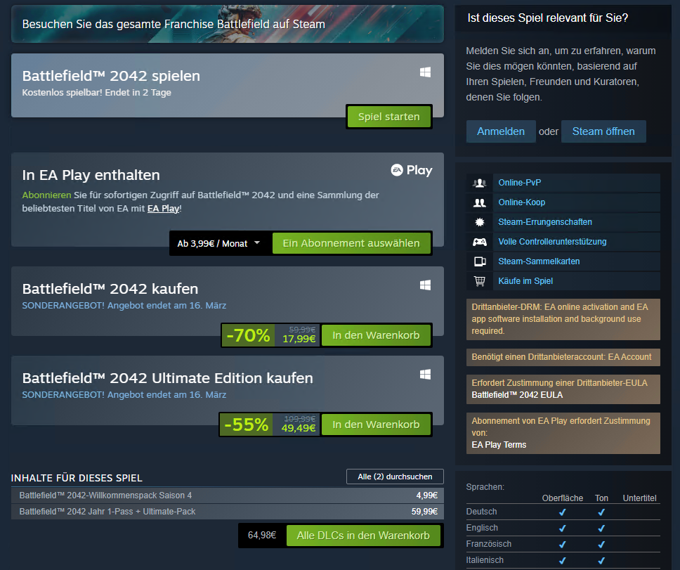 Battlefield 2042 Steam Free Access 2