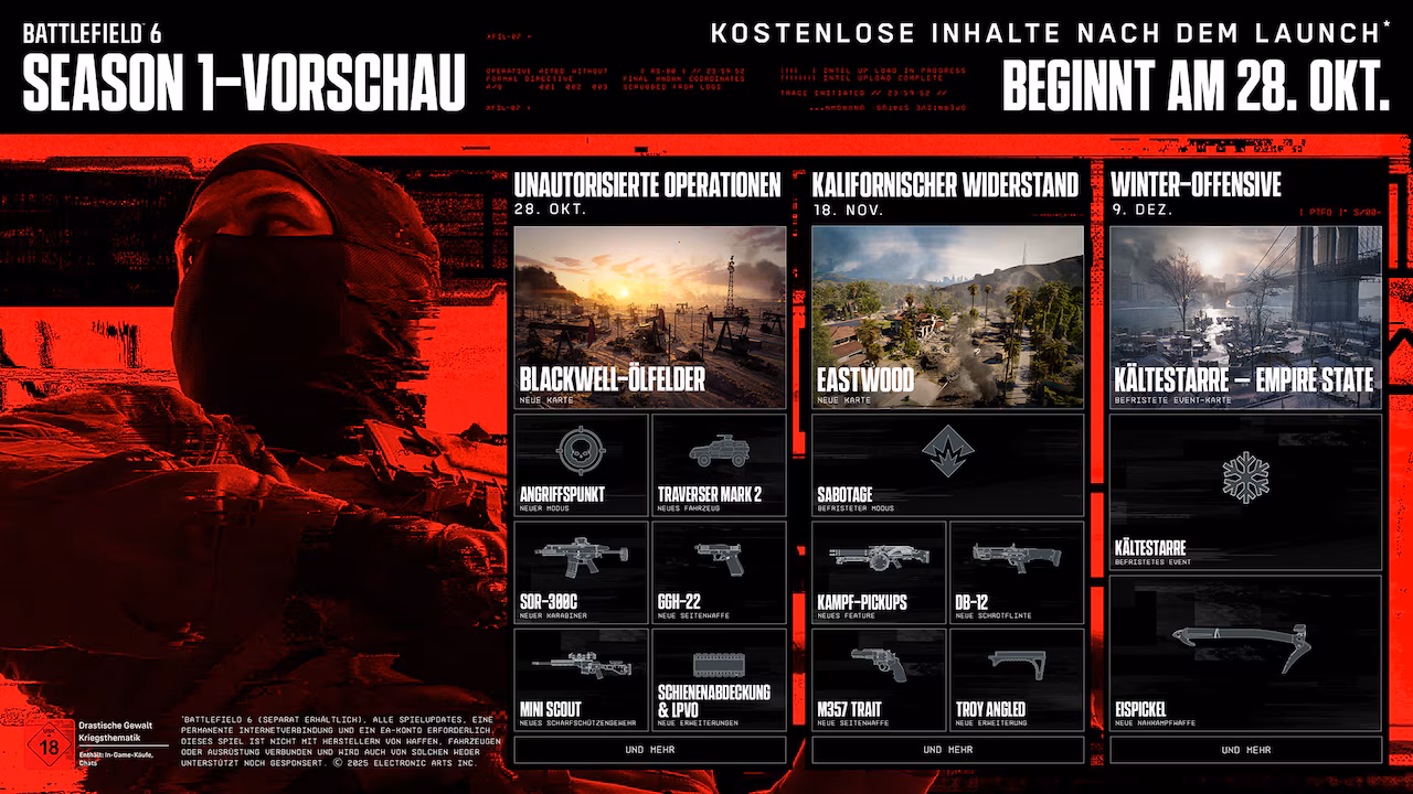 Update zu Battlefield 6: Balance & Playlists zum Release - Platoons und Naval Warfare auf dem Prüfstand 1 BF6 S1 Post Launch RoadMap de DE