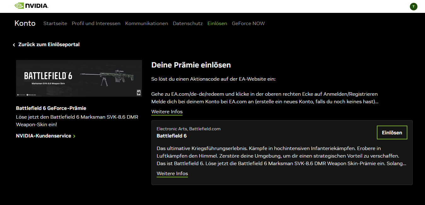 Battlefield 6 GeForce-Prämie – Hol dir den exklusiven Marksman SVK-8.6 DMR Skin! 1 Screenshot 2025 12 09 213200